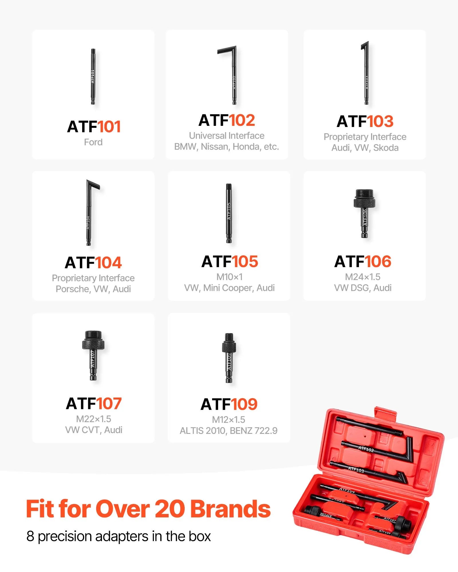 Getriebeölpumpe | 7,5 Liter | ATF-Ölbefüllgerät mit 8 ATF-Adaptern | 120cm Schlauch