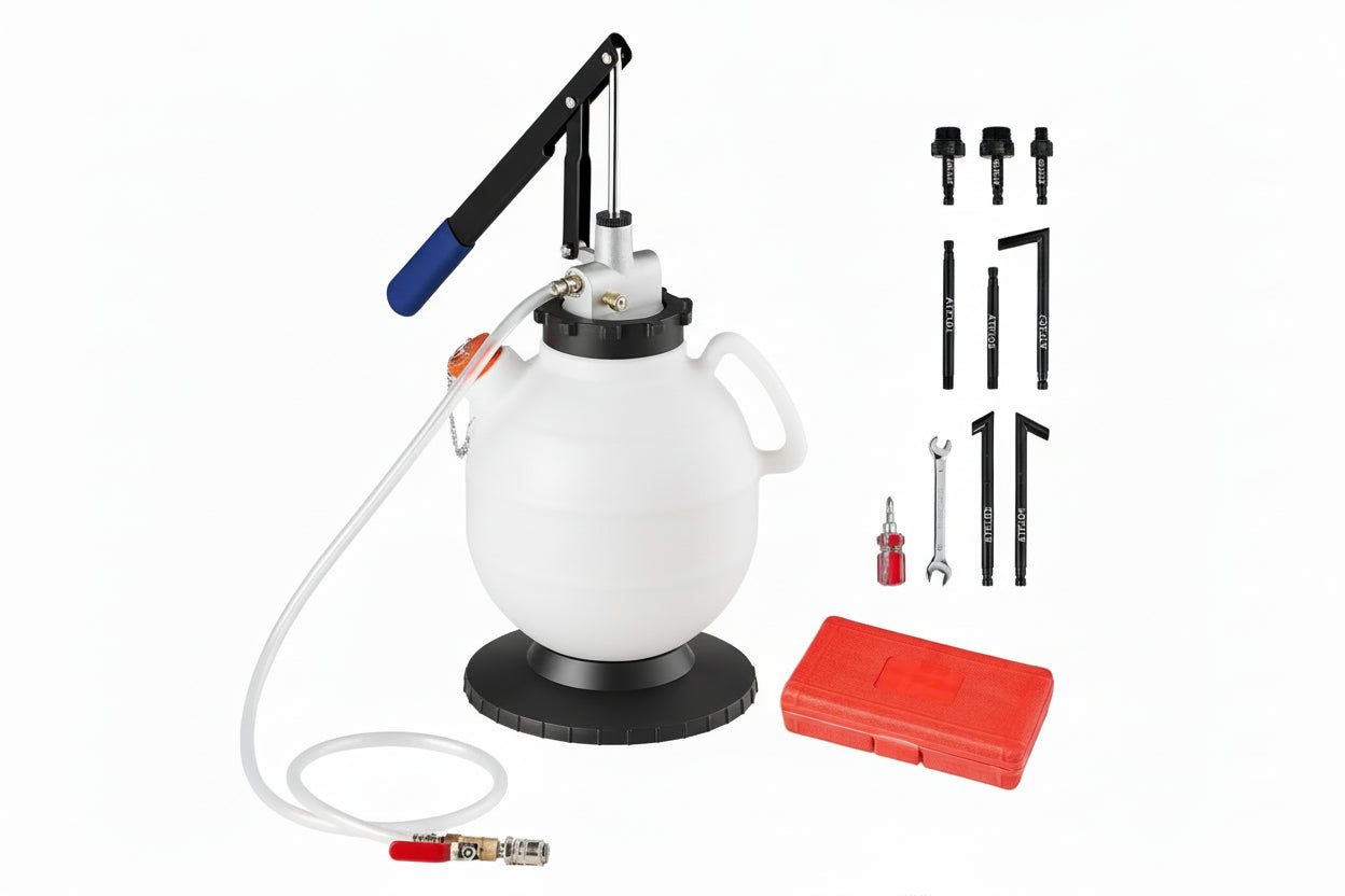 Getriebeölpumpe | 7,5 Liter | ATF-Ölbefüllgerät mit 8 ATF-Adaptern | 120cm Schlauch